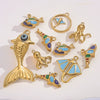 Stainless Steel Fish Octopus Shark Oil Drop Pendant Beach Jewelry Accessories Vacuum Gold Plated Electroplated