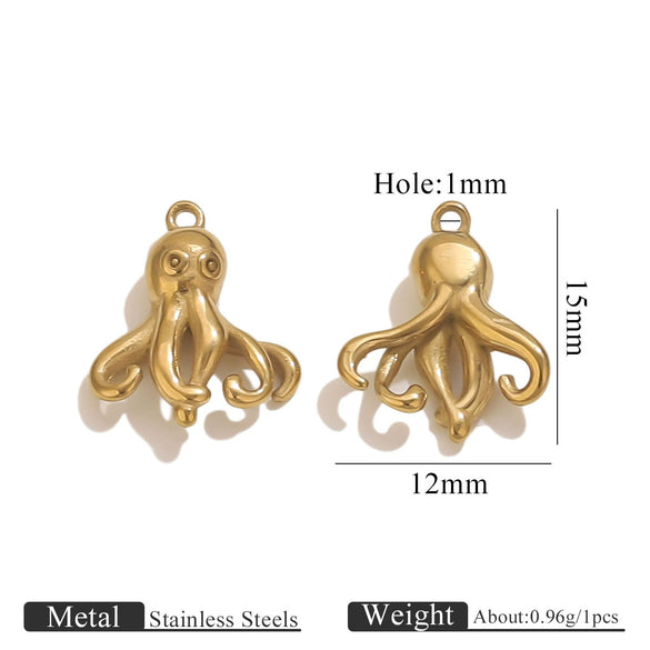 Stainless Steel Fish Octopus Shark Oil Drop Pendant Beach Jewelry Accessories Vacuum Gold Plated Electroplated