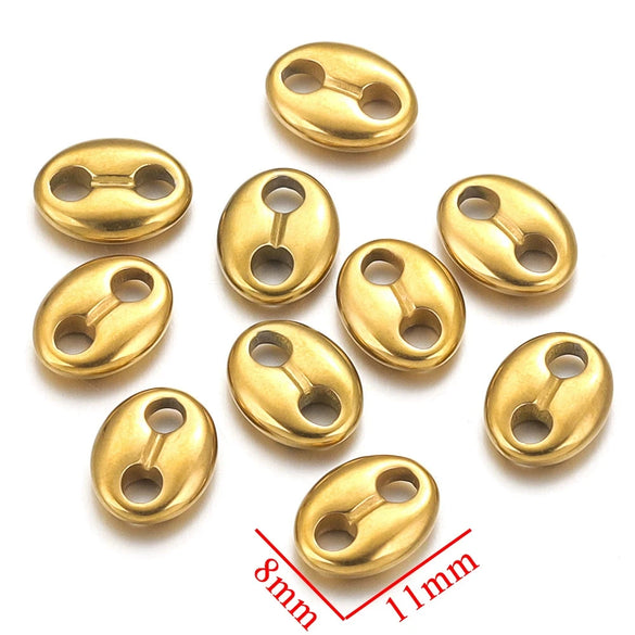 Stainless Steel Fish Pattern Double Oval Bead Connector Diy Jewelry Necklace Making Supplies Accessories With 18K Electroplating