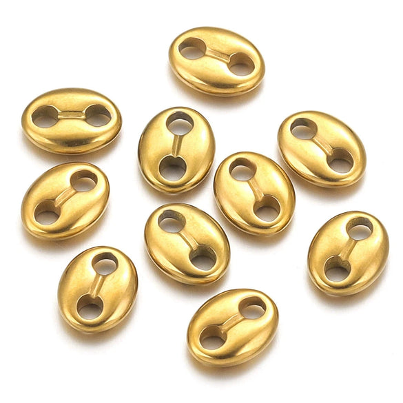 Stainless Steel Fish Pattern Double Oval Bead Connector Diy Jewelry Necklace Making Supplies Accessories With 18K Electroplating