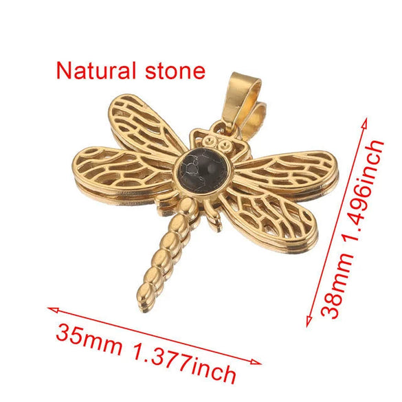 Stainless Steel Fish Pattern Dragonfly Pendant Jewelry Making Supplies With Electroplating 18K Treatment