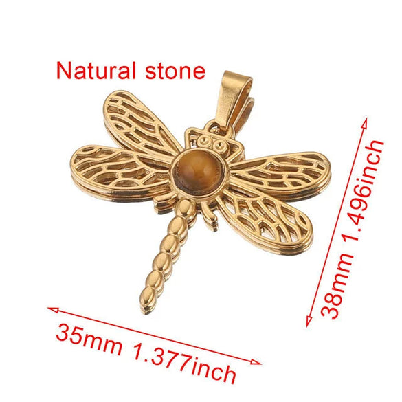 Stainless Steel Fish Pattern Dragonfly Pendant Jewelry Making Supplies With Electroplating 18K Treatment