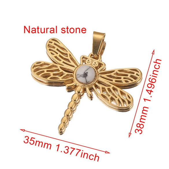 Stainless Steel Fish Pattern Dragonfly Pendant Jewelry Making Supplies With Electroplating 18K Treatment