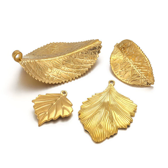 Stainless Steel Fish Pattern Leaf Earrings And Necklace Jewelry Accessories Diy Handmade With 18K Electroplating