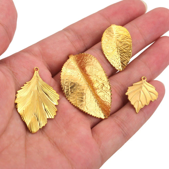 Stainless Steel Fish Pattern Leaf Earrings And Necklace Jewelry Accessories Diy Handmade With 18K Electroplating