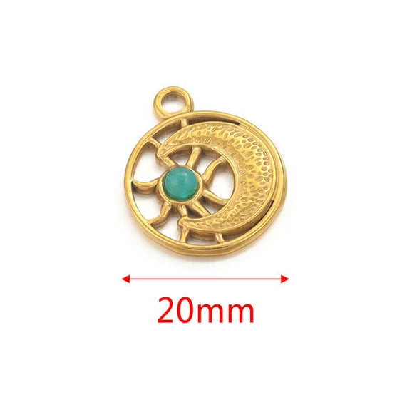 Stainless Steel Fish Pattern Natural Stone Pendant Necklace Jewelry Supplies Accessories With 18K Electroplating