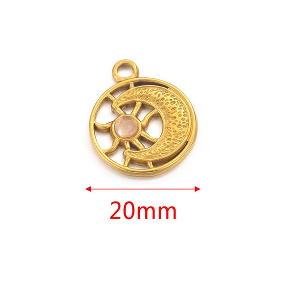 Stainless Steel Fish Pattern Natural Stone Pendant Necklace Jewelry Supplies Accessories With 18K Electroplating