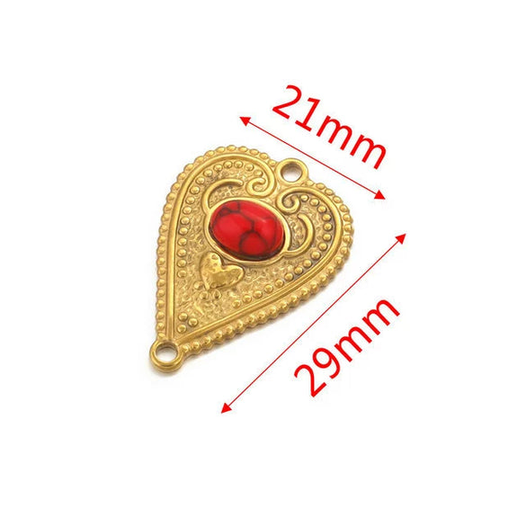 Stainless Steel Fish Pattern Retro Style Peach Heart Jewelry Accessories For Diy Bracelet And Earring Making With Electroplating
