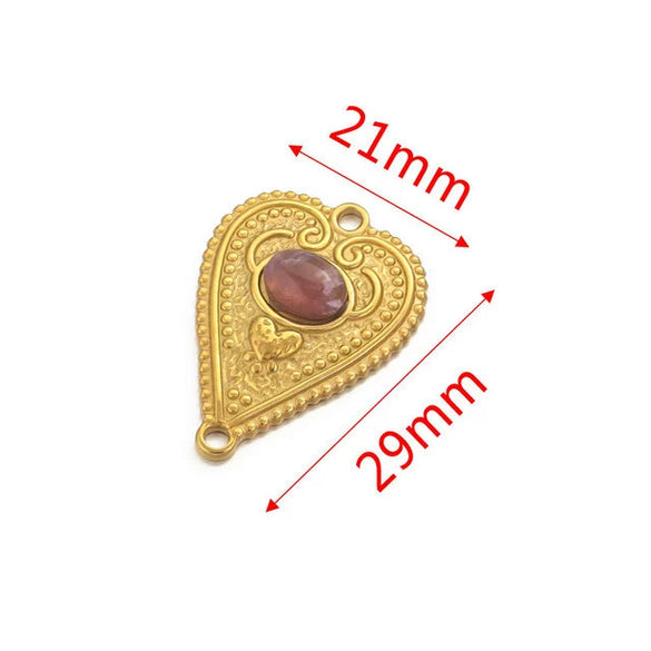 Stainless Steel Fish Pattern Retro Style Peach Heart Jewelry Accessories For Diy Bracelet And Earring Making With Electroplating