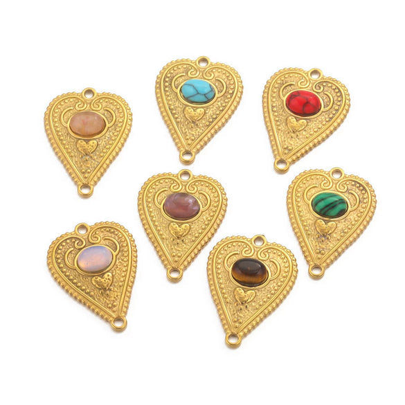 Stainless Steel Fish Pattern Retro Style Peach Heart Jewelry Accessories For Diy Bracelet And Earring Making With Electroplating