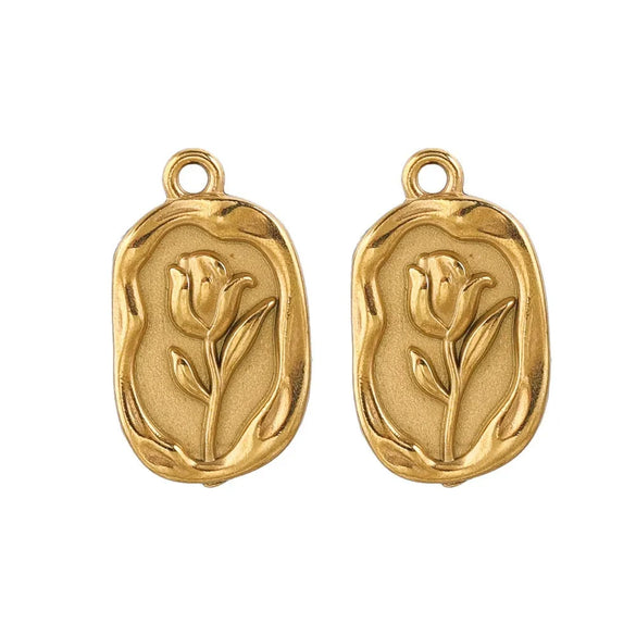 Stainless Steel Fish Pattern Rose Pendant Electroplated Diy Necklace Jewelry Accessories