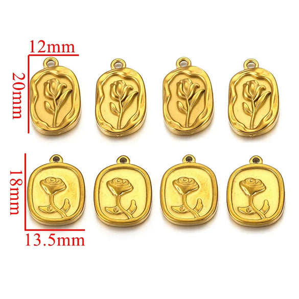 Stainless Steel Fish Pattern Rose Pendant Electroplated Diy Necklace Jewelry Accessories