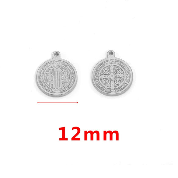 Stainless Steel Fish Pattern Round Pendant Handmade Jewelry Accessories For Diy Bracelet And Necklace