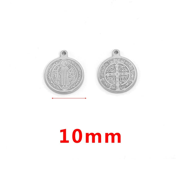 Stainless Steel Fish Pattern Round Pendant Handmade Jewelry Accessories For Diy Bracelet And Necklace
