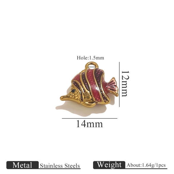 Stainless Steel Fish Pendant Jewelry With Oil Dripping Craft Handmade