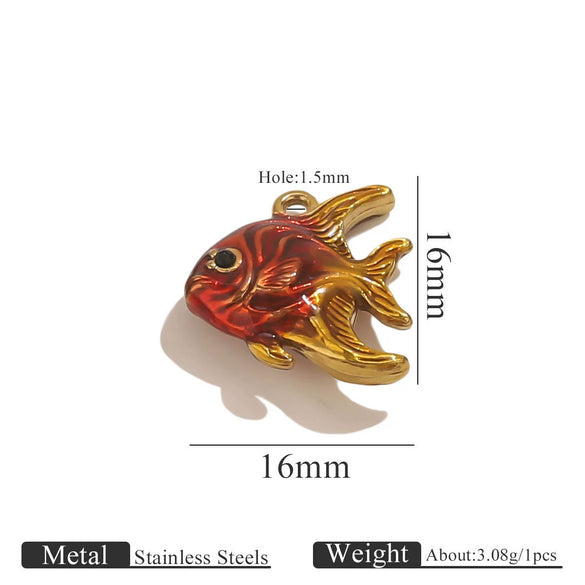 Stainless Steel Fish Pendant Jewelry With Oil Dripping Craft Handmade