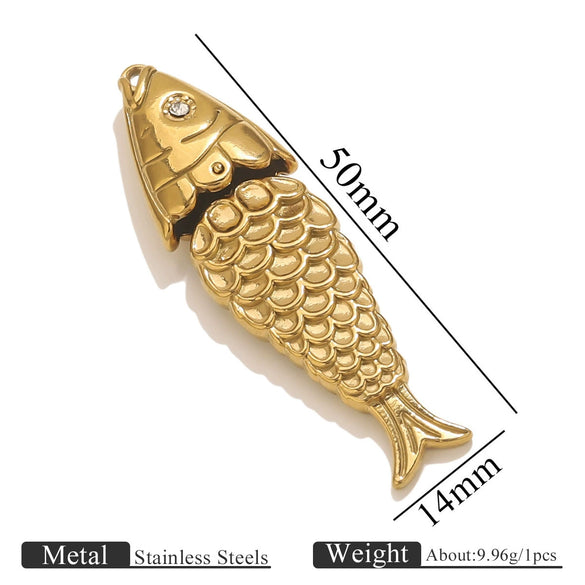 Stainless Steel Fish Shaped Koi Pendant Handmade Jewelry Accessory Material With Electroplating