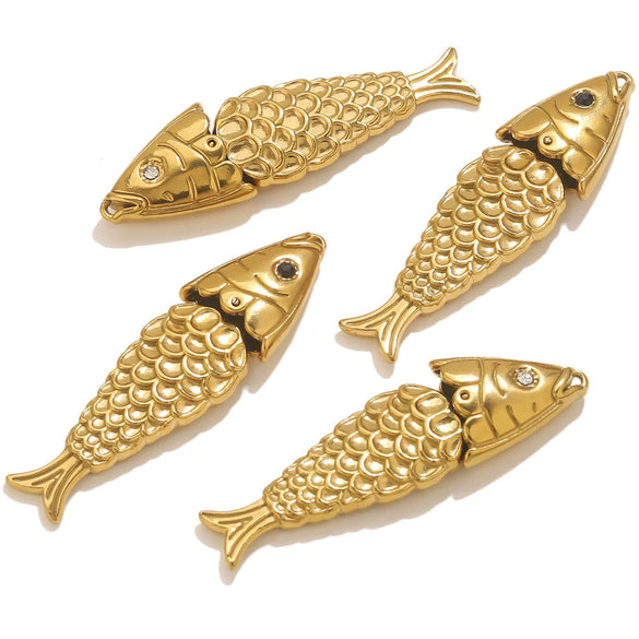 Stainless Steel Fish Shaped Koi Pendant Handmade Jewelry Accessory Material With Electroplating