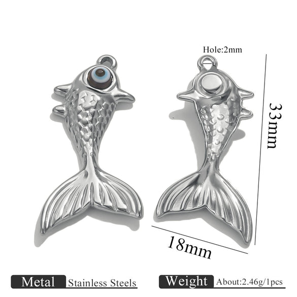 Stainless Steel Fish Shaped Koi Pendant Handmade Jewelry Accessory Material With Electroplating