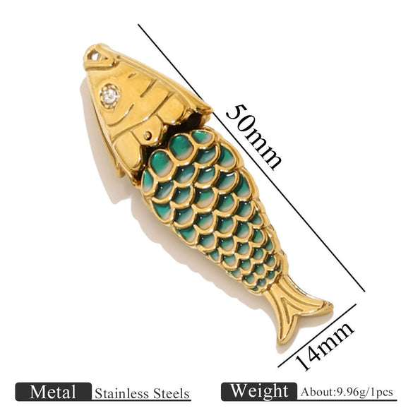 Stainless Steel Fish Shaped Koi Pendant Handmade Jewelry Accessory Material With Electroplating