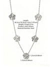 Stainless Steel Five Leaf Clover Jewelry Set For Women With Necklace Earrings Bracelet And Ring Simple Light Luxury Electroplated Design
