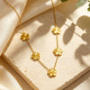 Stainless Steel Five Leaf Clover Jewelry Set For Women With Necklace Earrings Bracelet And Ring Simple Light Luxury Electroplated Design