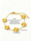 Stainless Steel Five Leaf Clover Jewelry Set For Women With Necklace Earrings Bracelet And Ring Simple Light Luxury Electroplated Design