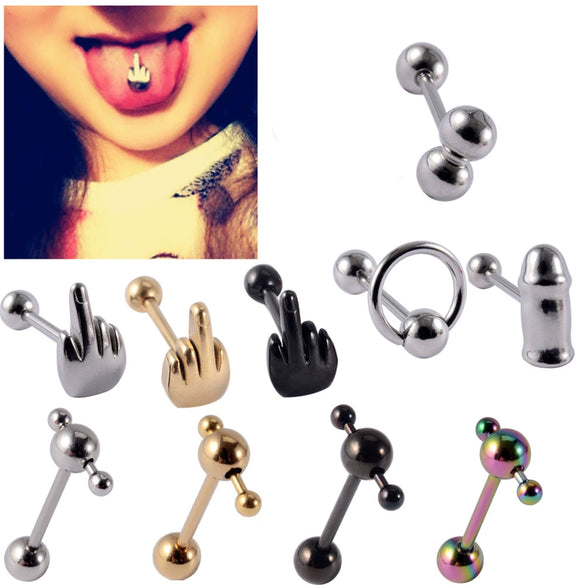 Stainless Steel Five Star Fashion Tongue Ring Hammershaped Electroplated Unisex Puncture Decoration