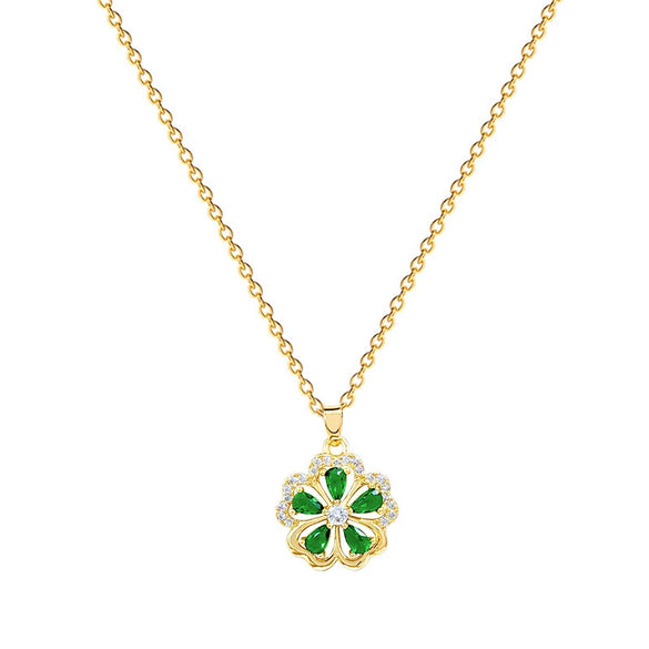 Stainless Steel Fiveleaf Flower Animal Zodiac Cartoon Style Full Diamond Women's Necklace
