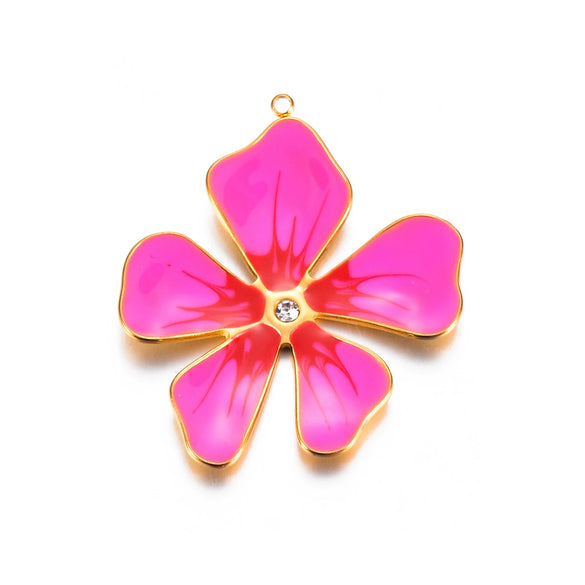 Stainless Steel Fivepetal Flower Drop Oil Jewelry Accessories Earrings Pendant Diy Handmade Material