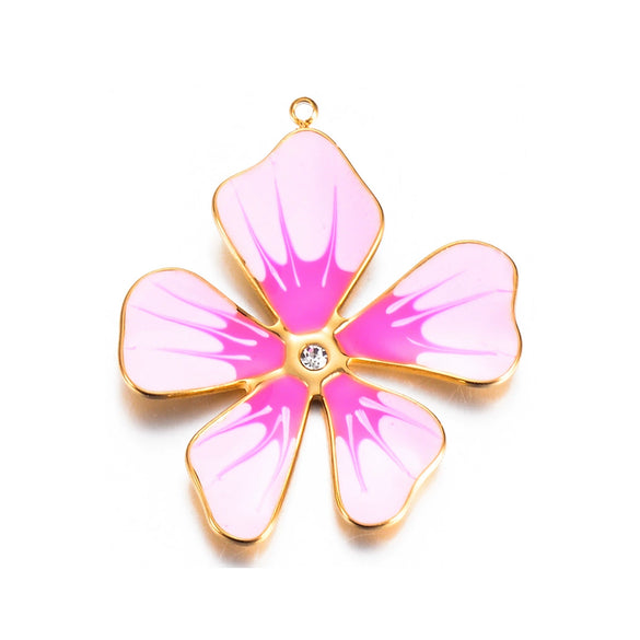Stainless Steel Fivepetal Flower Drop Oil Jewelry Accessories Earrings Pendant Diy Handmade Material