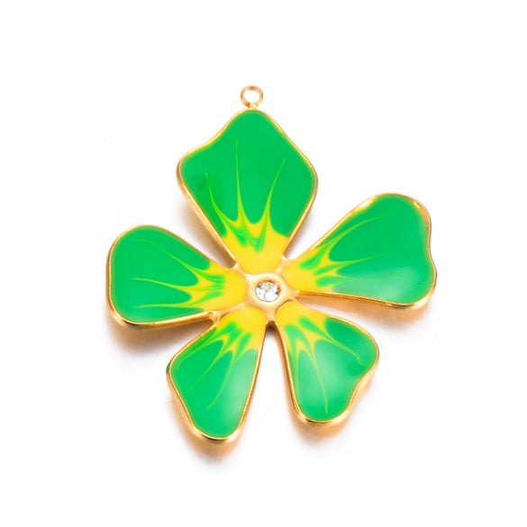 Stainless Steel Fivepetal Flower Drop Oil Jewelry Accessories Earrings Pendant Diy Handmade Material