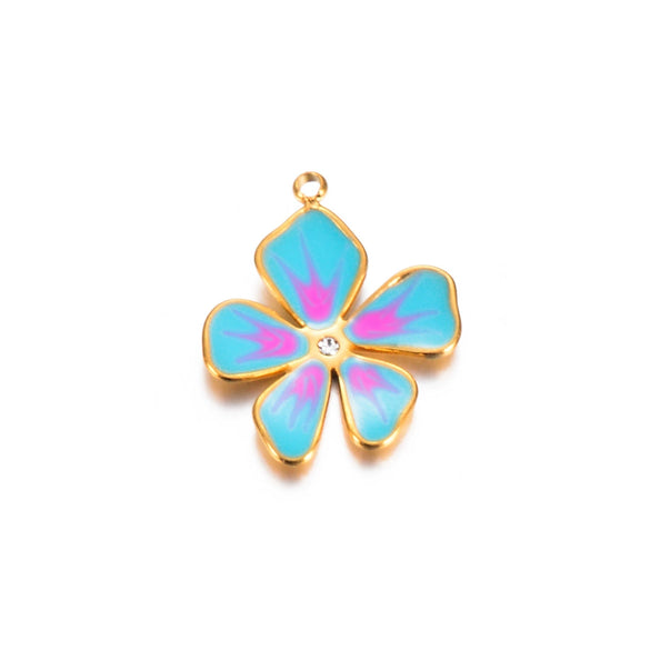 Stainless Steel Fivepetal Flower Drop Oil Jewelry Accessories Earrings Pendant Diy Handmade Material