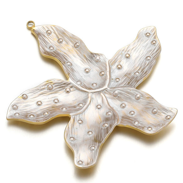 Stainless Steel Fivepetal Flower Oil Dripping Pendant Jewelry Accessories