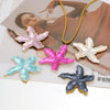Stainless Steel Fivepetal Flower Oil Dripping Pendant Jewelry Accessories