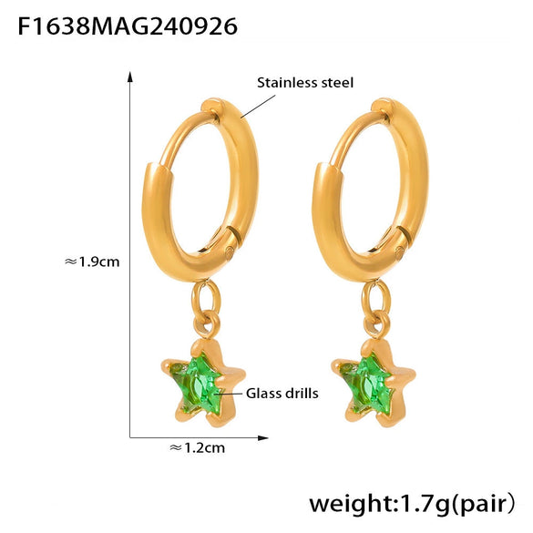 316L Stainless Steel Fivepointed Star Earrings Plated With Real Gold Niche Style