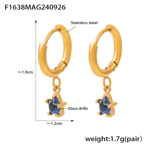 316L Stainless Steel Fivepointed Star Earrings Plated With Real Gold Niche Style