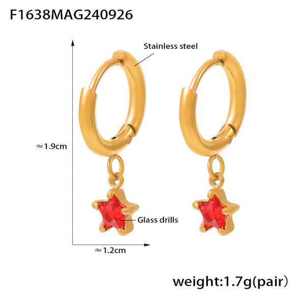 316L Stainless Steel Fivepointed Star Earrings Plated With Real Gold Niche Style