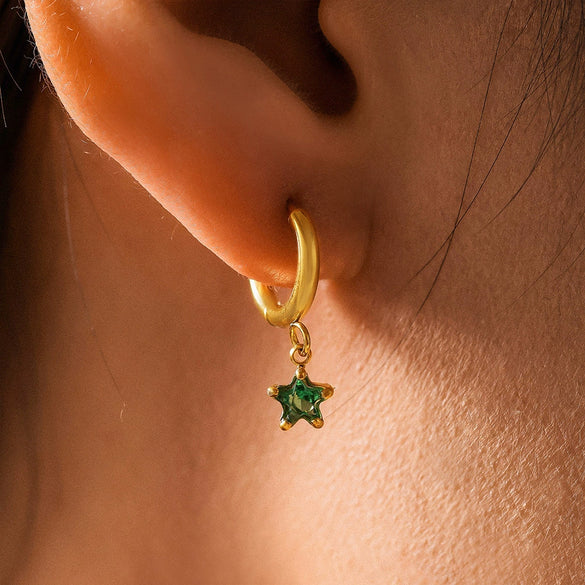 316L Stainless Steel Fivepointed Star Earrings Plated With Real Gold Niche Style