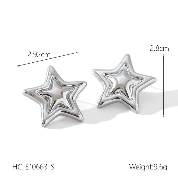 Stainless Steel Fivepointed Star Geometric Earrings Electroplated Design For Women