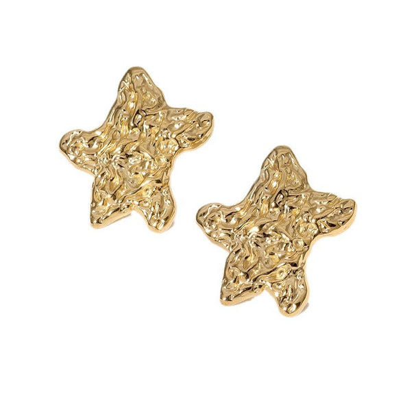 Stainless Steel Fivepointed Star Starfish Shape Electroplated Women's Earrings