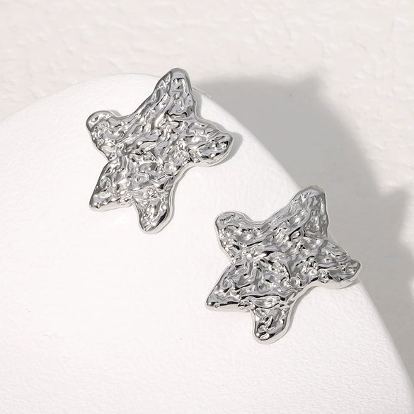 Stainless Steel Fivepointed Star Starfish Shape Electroplated Women's Earrings