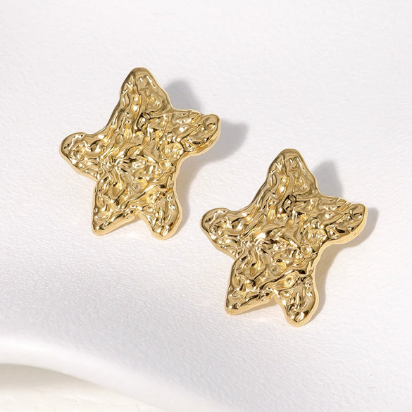 Stainless Steel Fivepointed Star Starfish Shape Electroplated Women's Earrings