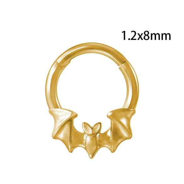 Stainless Steel Flame Fourlayer Stacked Nose Ring Gold Electroplated Bat Design