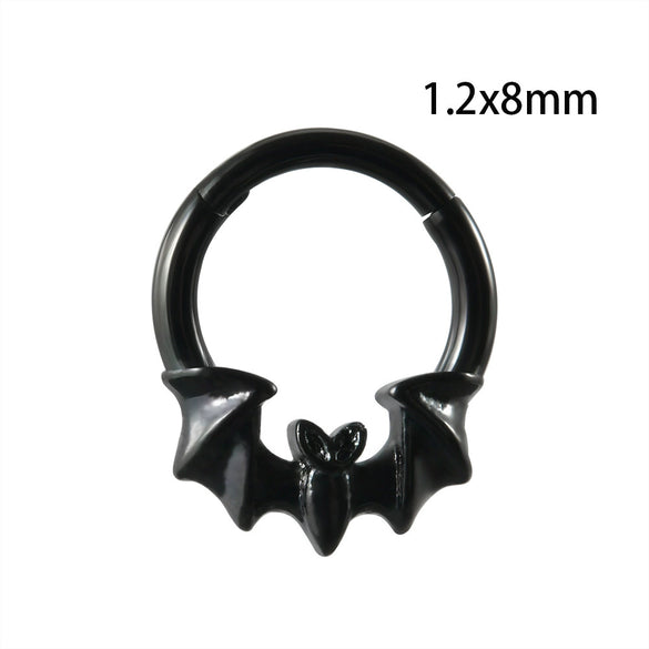 Stainless Steel Flame Fourlayer Stacked Nose Ring Gold Electroplated Bat Design