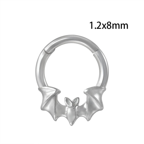 Stainless Steel Flame Fourlayer Stacked Nose Ring Gold Electroplated Bat Design