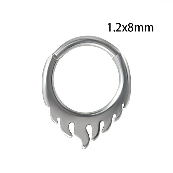 Stainless Steel Flame Fourlayer Stacked Nose Ring Gold Electroplated Bat Design