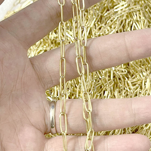 Stainless Steel Flat Cross Chain Vacuum Gold Plated Jewelry Chain For Diy