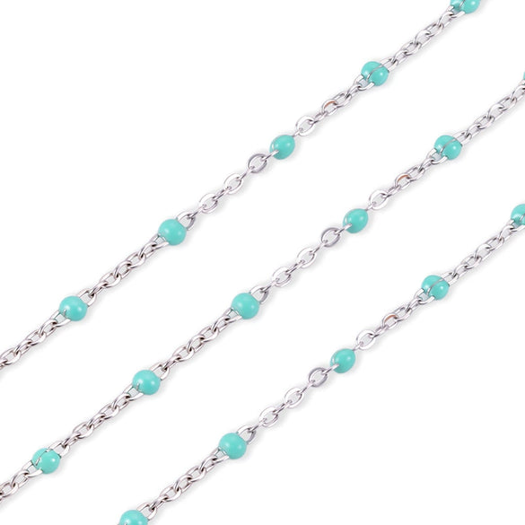 Stainless Steel Flat Cross Epoxy Chain Oil Dripping Nonfading Necklace Bracelet With Electrolytic Brightening And Oval Pattern Diy