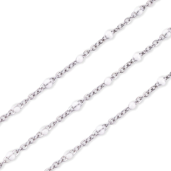 Stainless Steel Flat Cross Epoxy Chain Oil Dripping Nonfading Necklace Bracelet With Electrolytic Brightening And Oval Pattern Diy
